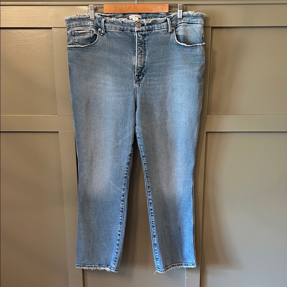 Good American Blue Straight Leg Jeans